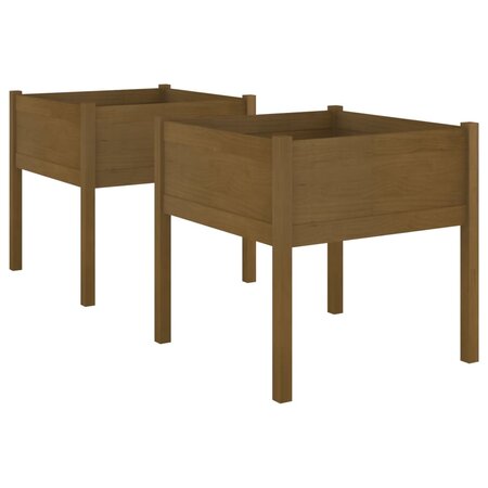 vidaXL Jardinières 2 Pièces Marron miel 70x70x70 cm Bois de pin massif