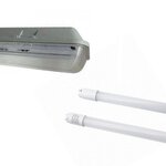 Kit de réglette led étanche double pour tubes t8 120cm ip65 (2 tubes néon  lumineuse led 120cm t8 20w inclus) - blanc froid 6000k -