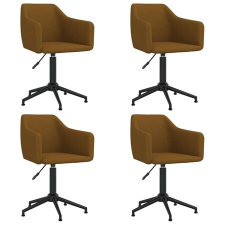 vidaXL Chaises à dîner pivotantes 4 Pièces Marron Velours