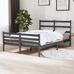 vidaXL Cadre de lit Gris Bois de pin massif 120x190 cm Petit Double