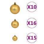 vidaXL Set de boules de Noël avec pic et 300 LED 120Pièces Doré et bronze
