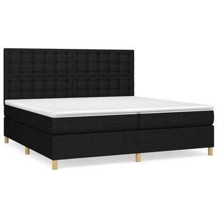 vidaXL Lit à sommier tapissier avec matelas Noir 200x200 cm Tissu