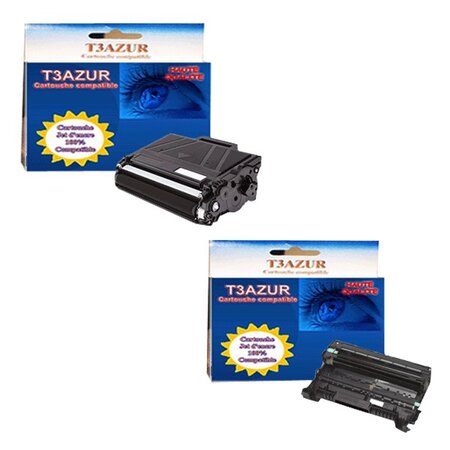 Kit Tambour+Toner compatibles  avec Brother TN3480, DR3400 pour Brother HL-L6400DW, HL-L6400DWT, HL-L6400DWTSP - 30 000 pages - T3AZUR