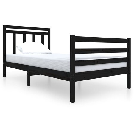 vidaXL Cadre de lit Noir Bois massif 100x200 cm