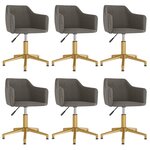 vidaXL Chaises pivotantes à manger lot de 6 Gris foncé Velours