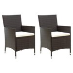 vidaXL Chaises de jardin avec coussins 2 Pièces Résine tressée Marron