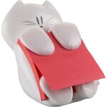 Dévidoir chat blanc pour z-notes repositionnables 76 x 76 mm - 1 bloc de 90 feuilles rouges offert