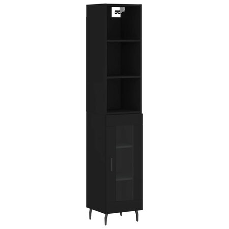 vidaXL Buffet haut Noir 34 5x34x180 cm Bois d'ingénierie