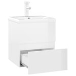 vidaXL Armoire d'évier avec lavabo intégré Blanc brillant Aggloméré