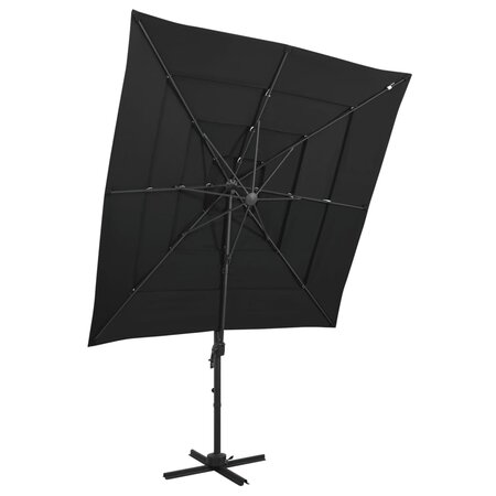 vidaXL Parasol à 4 niveaux avec mât en aluminium Noir 250x250 cm