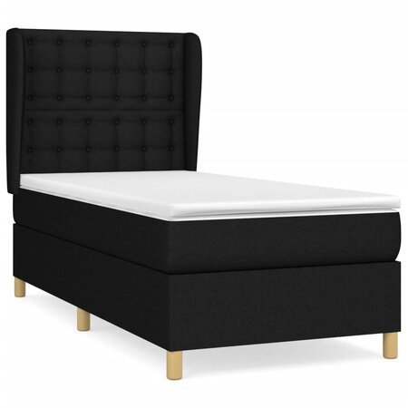vidaXL Lit à sommier tapissier avec matelas Noir 90x190 cm Tissu