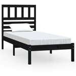 vidaXL Cadre de lit Noir Bois de pin massif 90x200 cm