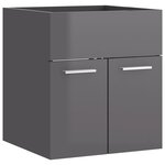 vidaXL Armoire d'évier avec lavabo intégré Gris brillant Aggloméré