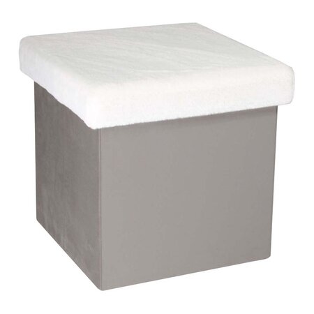 Pouf coffre pliable imitation fourrure léo