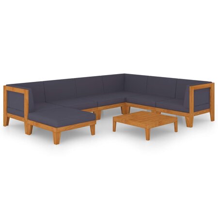 vidaXL Salon de jardin 8 Pièces avec coussins Bois d'acacia solide