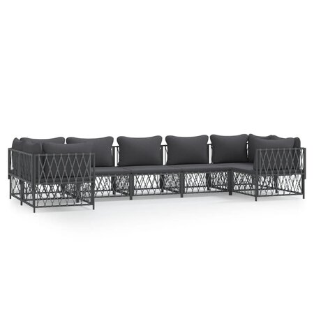vidaXL Salon de jardin 7 Pièces avec coussins anthracite acier