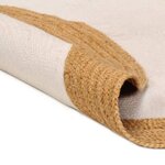 vidaXL Tapis tressé Blanc et naturel 90 cm Jute et coton Rond