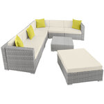 Tectake Canapé de jardin MARBELLA modulable 7 places, variante 2 - gris clair