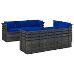 vidaXL Salon palette de jardin 9 Pièces avec coussins Bois de pin massif