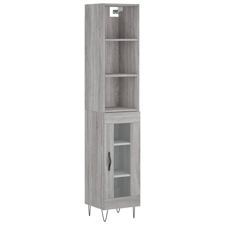 vidaXL Buffet haut Sonoma gris 34 5x34x180 cm Bois d'ingénierie