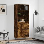 vidaXL Buffet haut Chêne fumé 69 5x34x180 cm Bois d'ingénierie