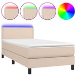 vidaXL Sommier tapissier matelas et LED Cappuccino 90x200cm Similicuir