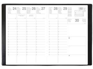 Agenda semainier Pluton 9 X 12,5 cm 1S/2P Noir EXDI