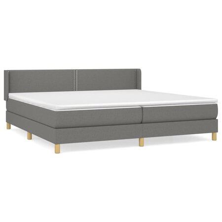vidaXL Lit à sommier tapissier avec matelas Gris foncé 200x200cm Tissu