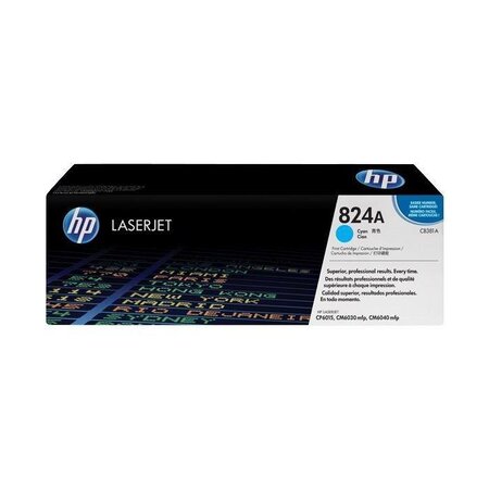 Toner laser original n° 824a cb381a 21000 pages cyan hp