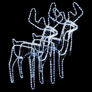 vidaXL Rennes de Noël avec têtes mobiles 2 Pièces Blanc froid 76x42x87 cm