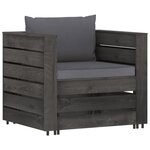 vidaXL Salon de jardin 6 Pièces avec coussins Bois imprégné de gris