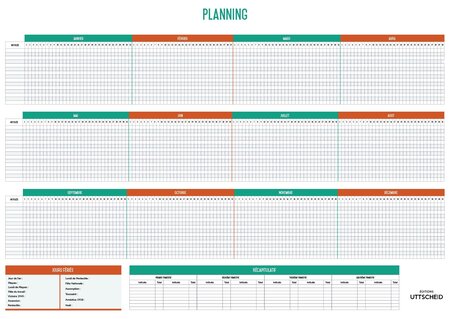 Planning perpétuel - plastifié et effaçable. Feutre fourni - format a2 ( 59.6 x 42.2 cm ) uttscheid
