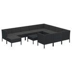 vidaXL Salon de jardin 12 Pièces avec coussins Résine tressée Noir