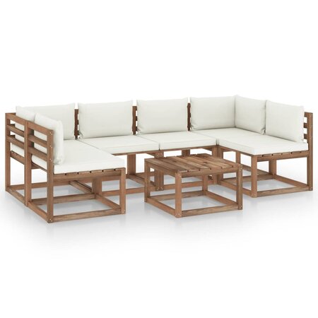 vidaXL Salon palette de jardin 7 Pièces et coussins Bois de pin imprégné