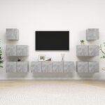 vidaXL Ensemble de meuble TV 8 Pièces Gris béton Aggloméré