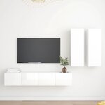 vidaXL Ensemble de meubles TV 4 Pièces Blanc brillant Aggloméré