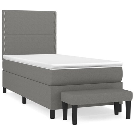 vidaXL Lit à sommier tapissier avec matelas Gris foncé 100x200cm Tissu