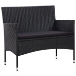 vidaXL Salon de jardin 5 Pièces avec coussins Résine tressée Noir