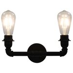 vidaXL Lampe murale à 2 voies Noir 2 ampoules E27