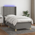 vidaXL Sommier tapissier avec matelas et LED Gris foncé 90x200cm Tissu
