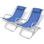 vidaXL Chaises inclinables de terrasse 2 Pièces Acier Bleu