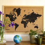 Milimetrado carte du monde liège et cadre bois noir et marron 70x50 cm