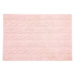 Tapis coton motif tresse - rose - 120 x 80