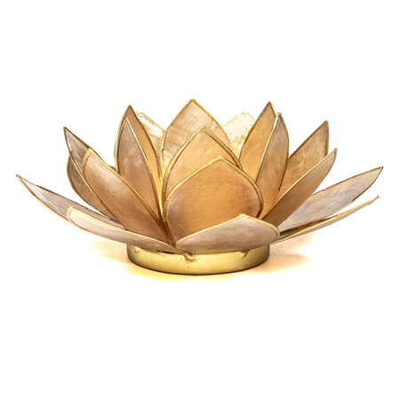 Porte bougie fleur de lotus or