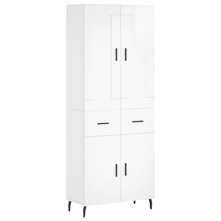 vidaXL Buffet haut Blanc brillant 69 5x34x180 cm Bois d'ingénierie