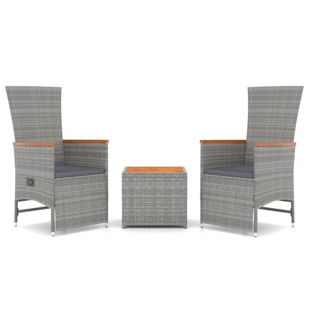vidaXL Ensemble de salon de jardin 3 Pièces gris poly rotin et acacia
