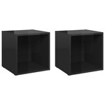 vidaXL Meubles TV 2 Pièces Noir brillant 37x35x37 cm Aggloméré