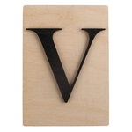 Lettre en bois V  FSC Mixed Credit  noir  10 5x14 8cm