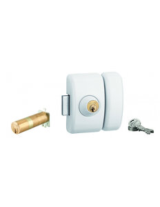 THIRARD - Verrou double entrée Universel ajustable pour entrée HG 5 dim. cylindre de 35 à 80mm acier 5 clés epoxy blanc