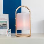Lampe enceinte bluetooth sans fil woody play bois clair bois naturel h37cm